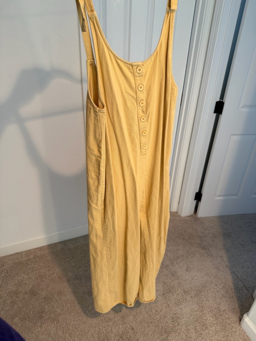 Yellow Button-Front Overalls - Picture 3 of 9